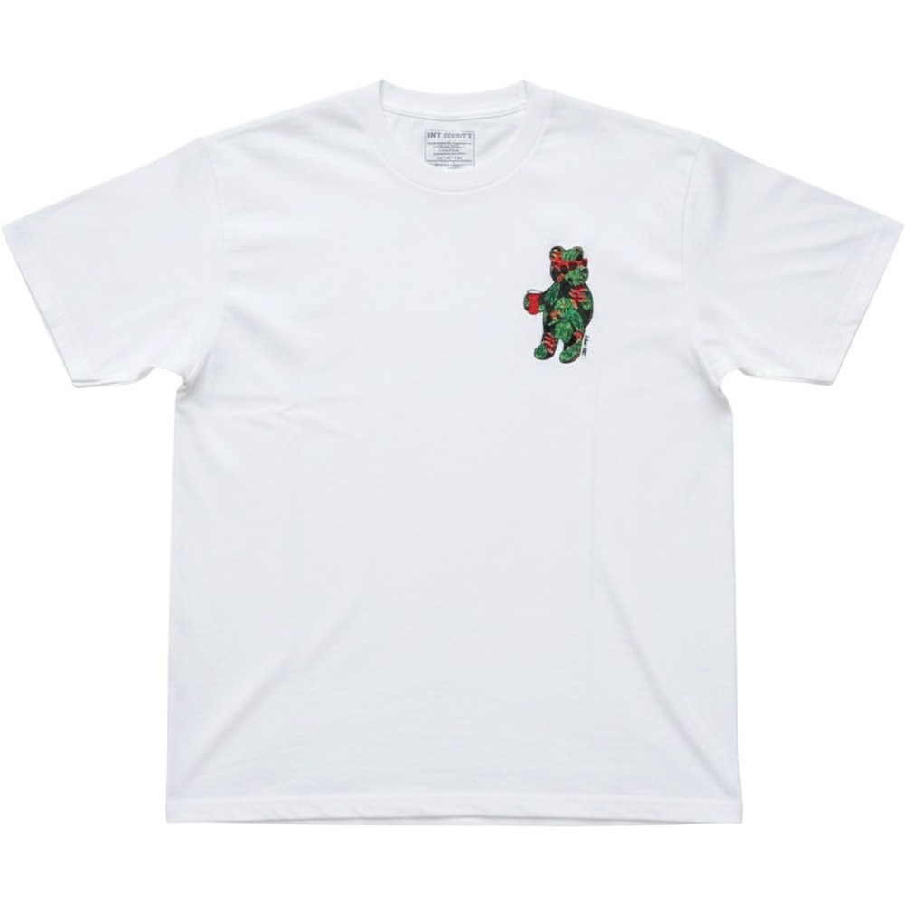 Riot Society Mens White Tropical Bear Graphic T-Shirt Medium Short Sleeve Cotton